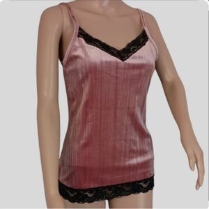 No Boundaries Pink Velvet Chemise with Black Lace Size L (11-13)